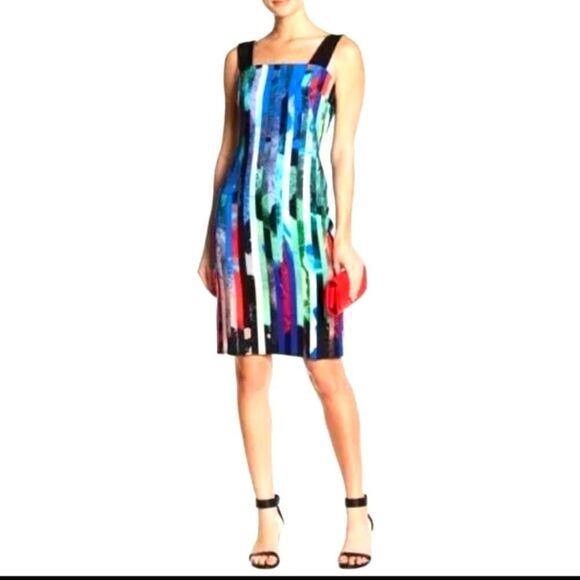 Milly Lorena Print Dress Sleeveless Knee Length Wide Straps Size 8 - Picture 2 of 11